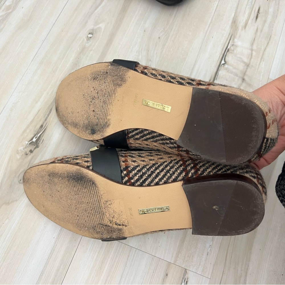 Louise et Cie Lo Brone Brown Plaid Chain Loafers - Picture 5 of 10